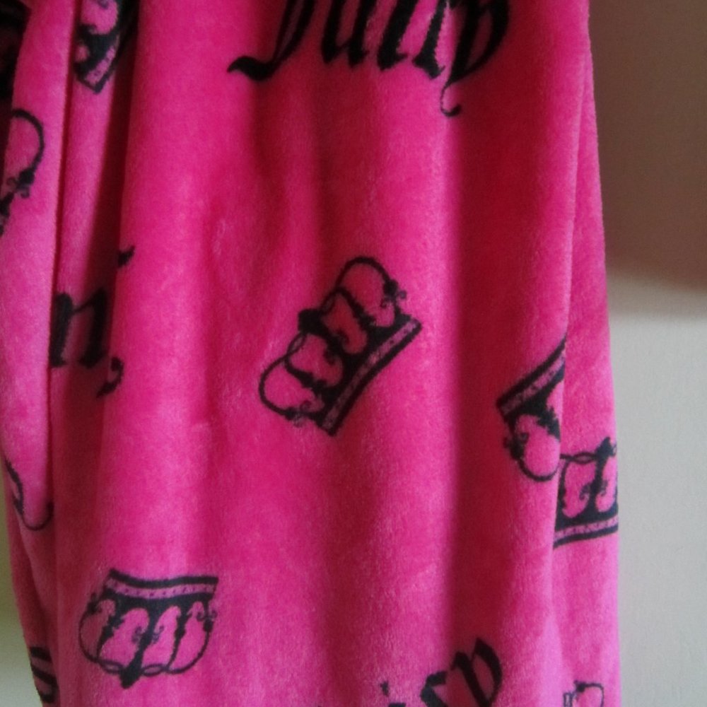 Juicy Couture Bathrobe Robe Women Hot Pink Crown Hooded Sleepwear L/XL - Picture 4 of 6